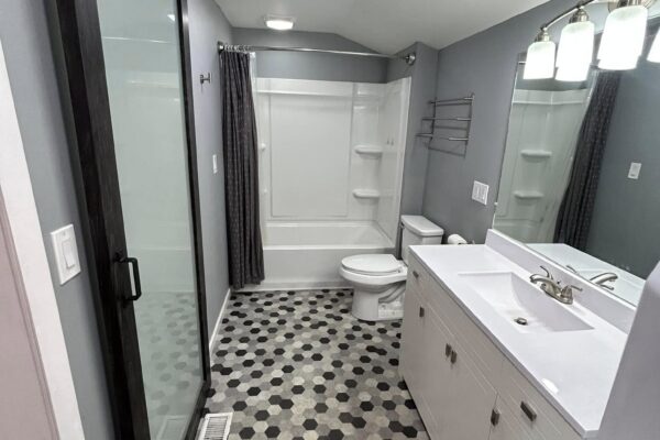 bathroom remodel hex tile floor